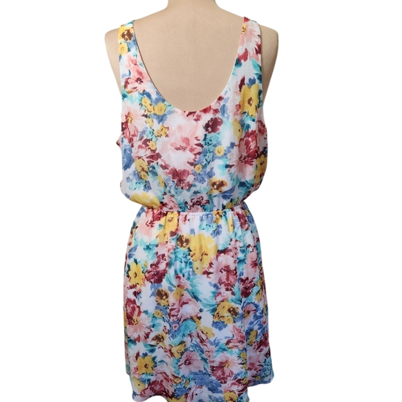 GUESS Floral Print Scoop Neck Mini Dress - Picture 10 of 14